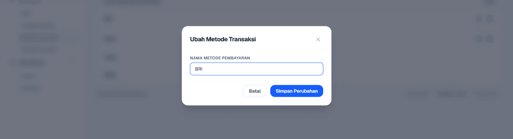 Dialog Ubah Metode Transaksi