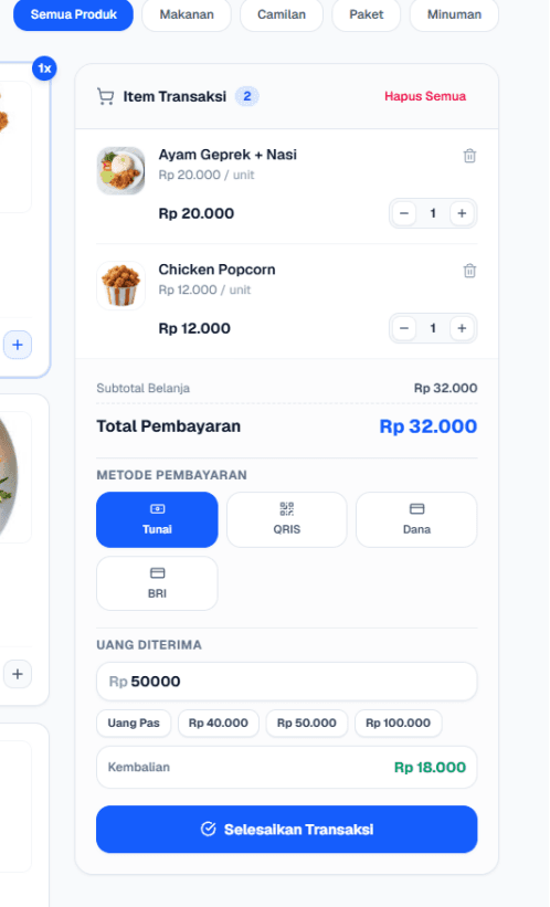 Tampilan Keranjang Belanja